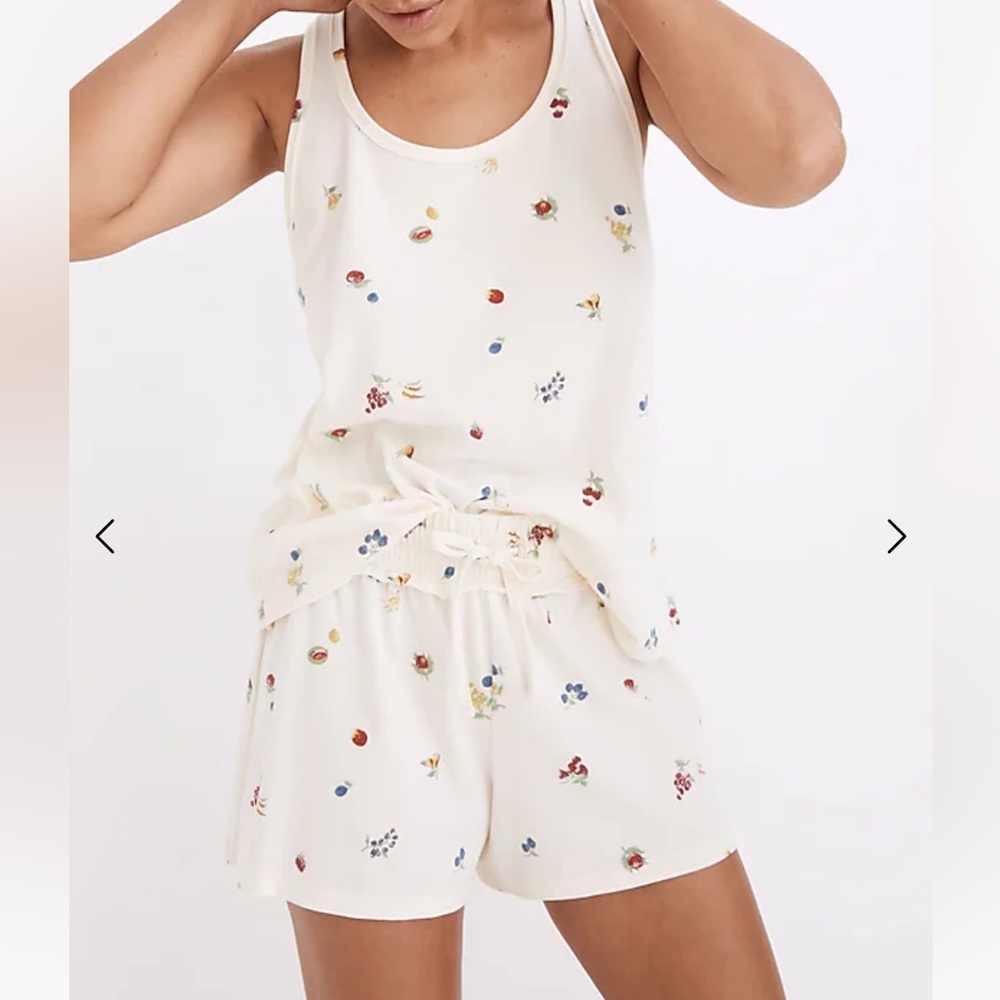 Madewell Raw Edge Pajama Shorts in Fresca Fruit